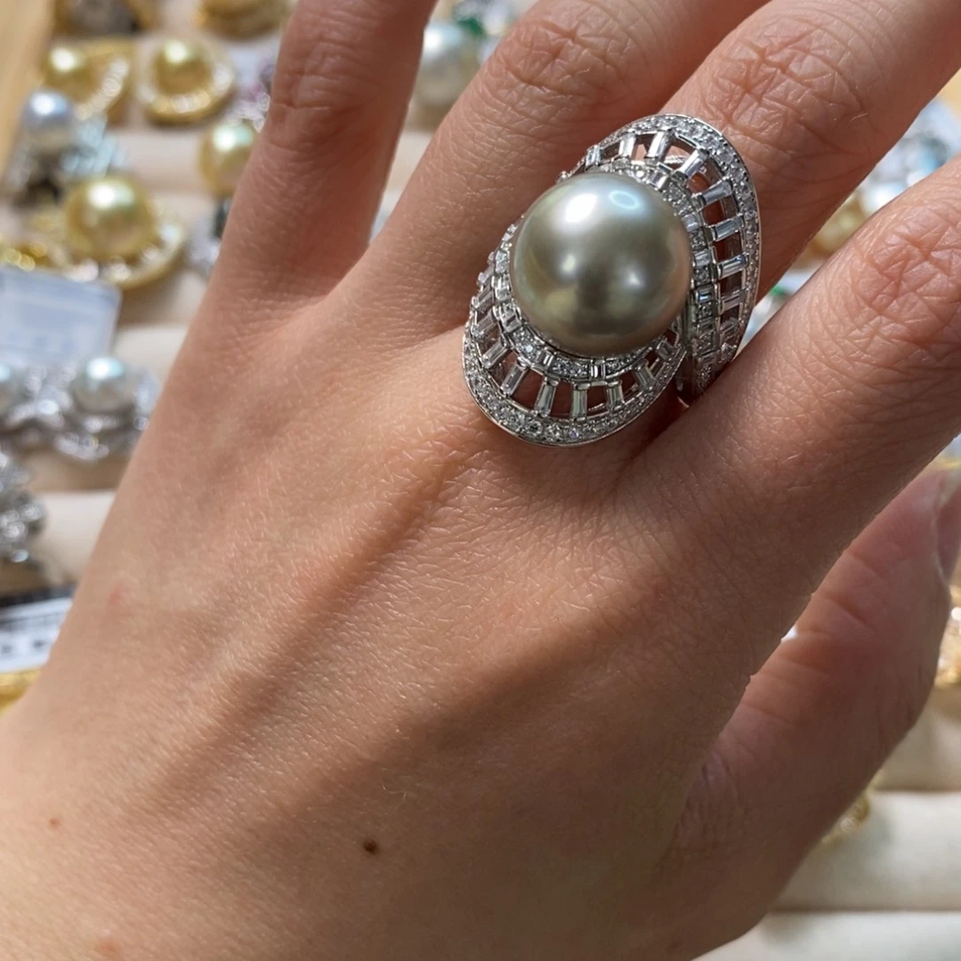 海水珍珠戒指银S925镶嵌