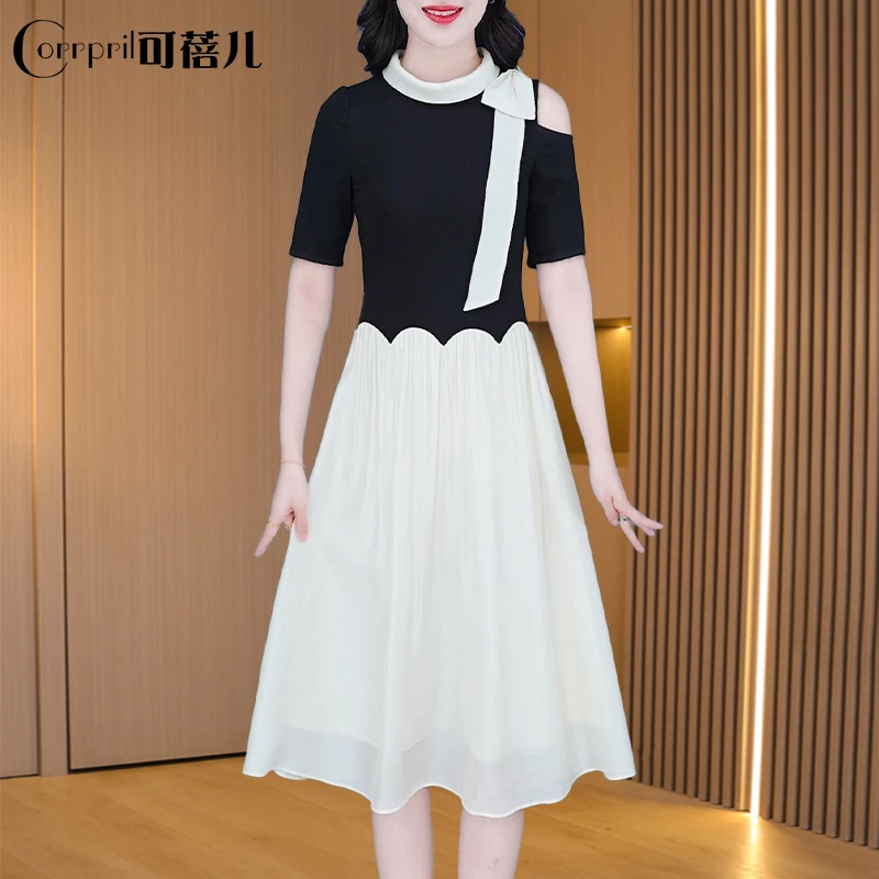 【可蓓儿】品牌法式感假两件连衣裙2025新款显瘦时尚阔太太气质裙子