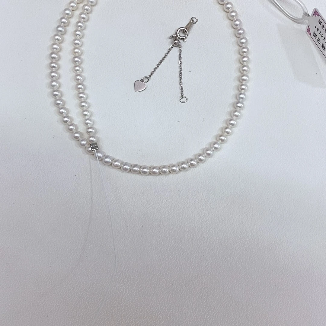 淡水珍珠银S925镶嵌颈饰4mm