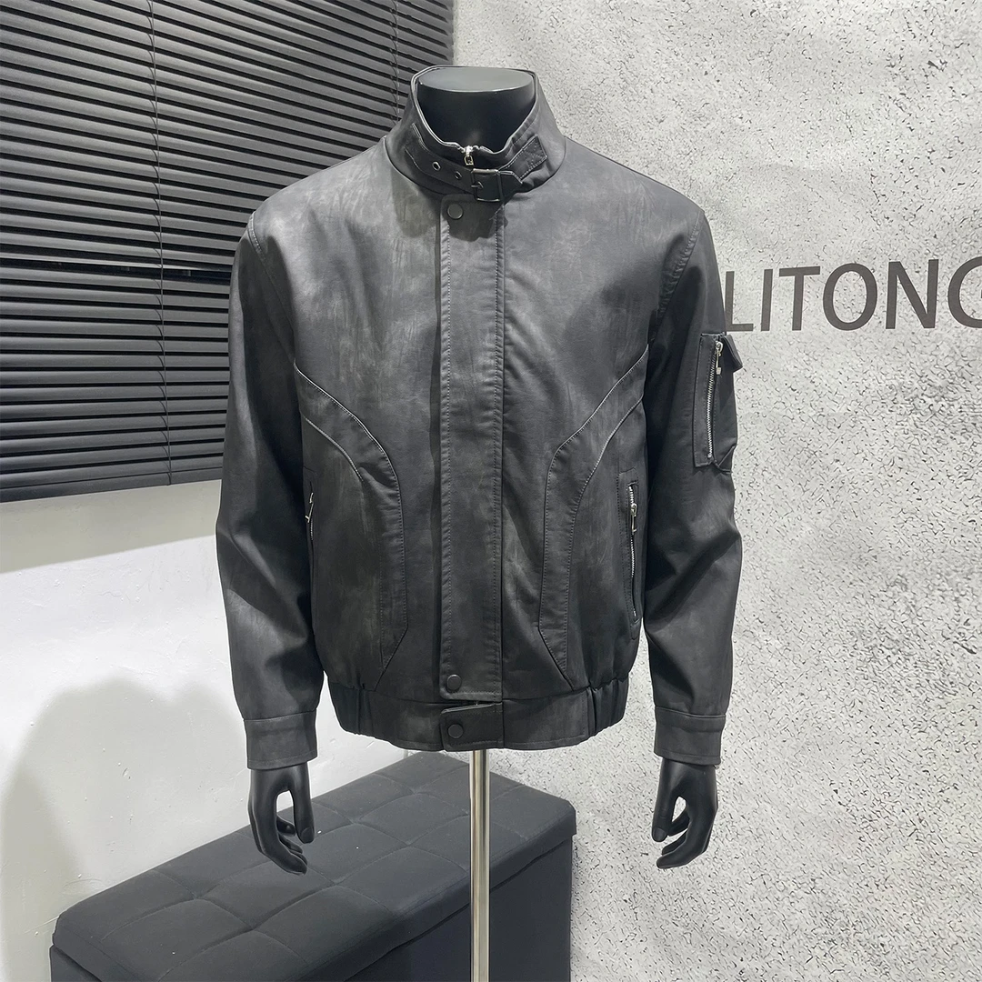 男士皮衣外套秋季2025新款爆款男装上衣高级感痞帅百搭立领夹克