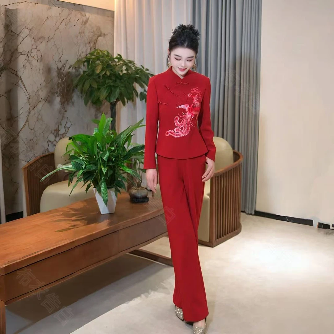 【BYGB（凤羽红綾）】2025早秋新款凤凰刺绣国风套装女2888