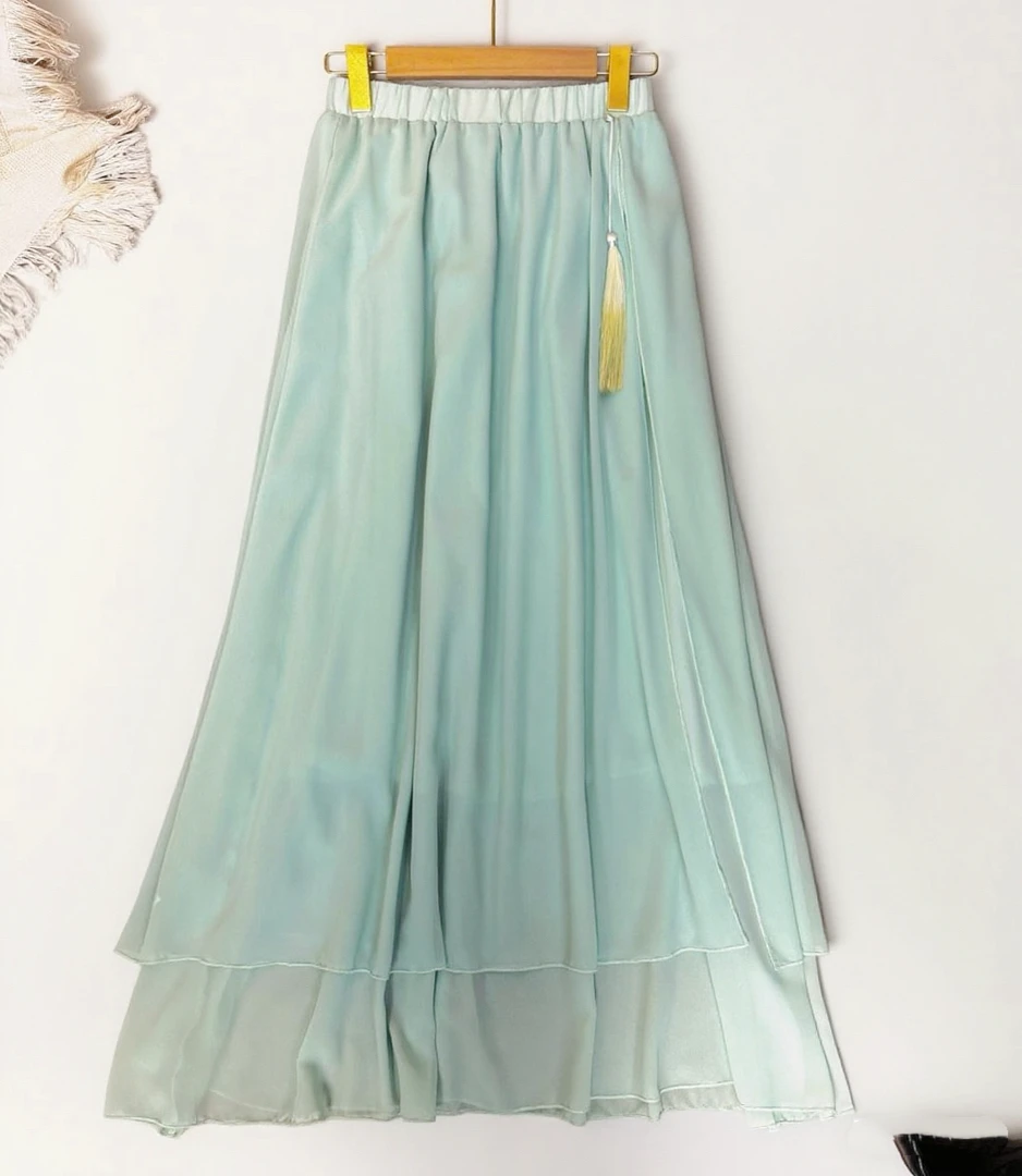 2025早秋新款清冷禅意国风新中式高腰半身长裙