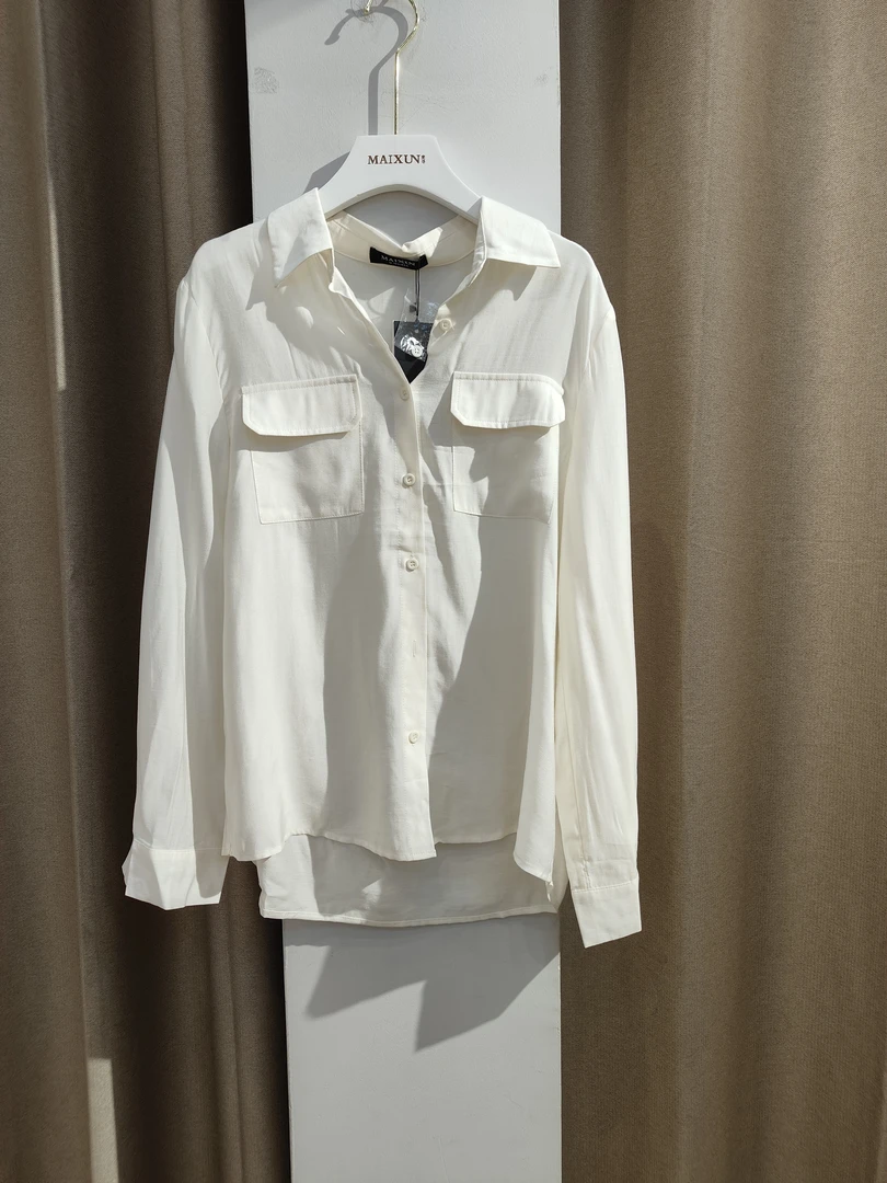 麦寻专柜长袖衬衫时尚白色衬衣