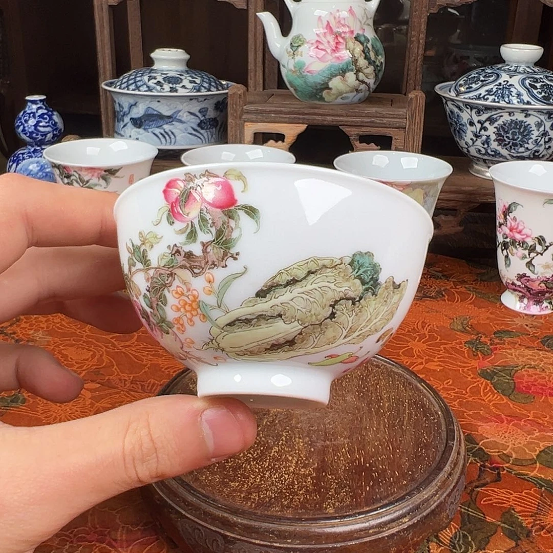 瓷杯子钟新春百财鸡心杯
