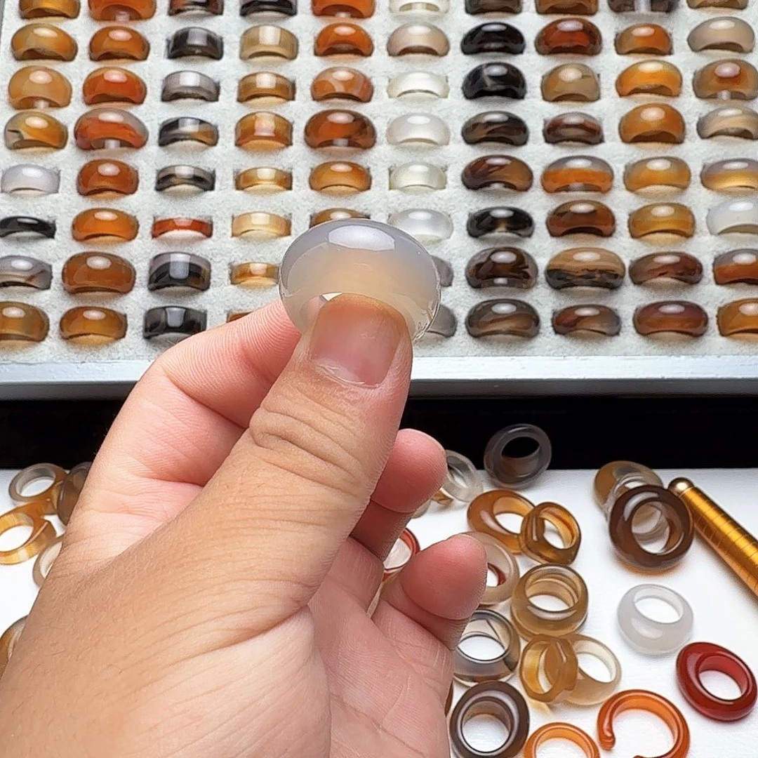 玛瑙/玉髓戒指未镶嵌14圈额头福利不退不换介意勿拍