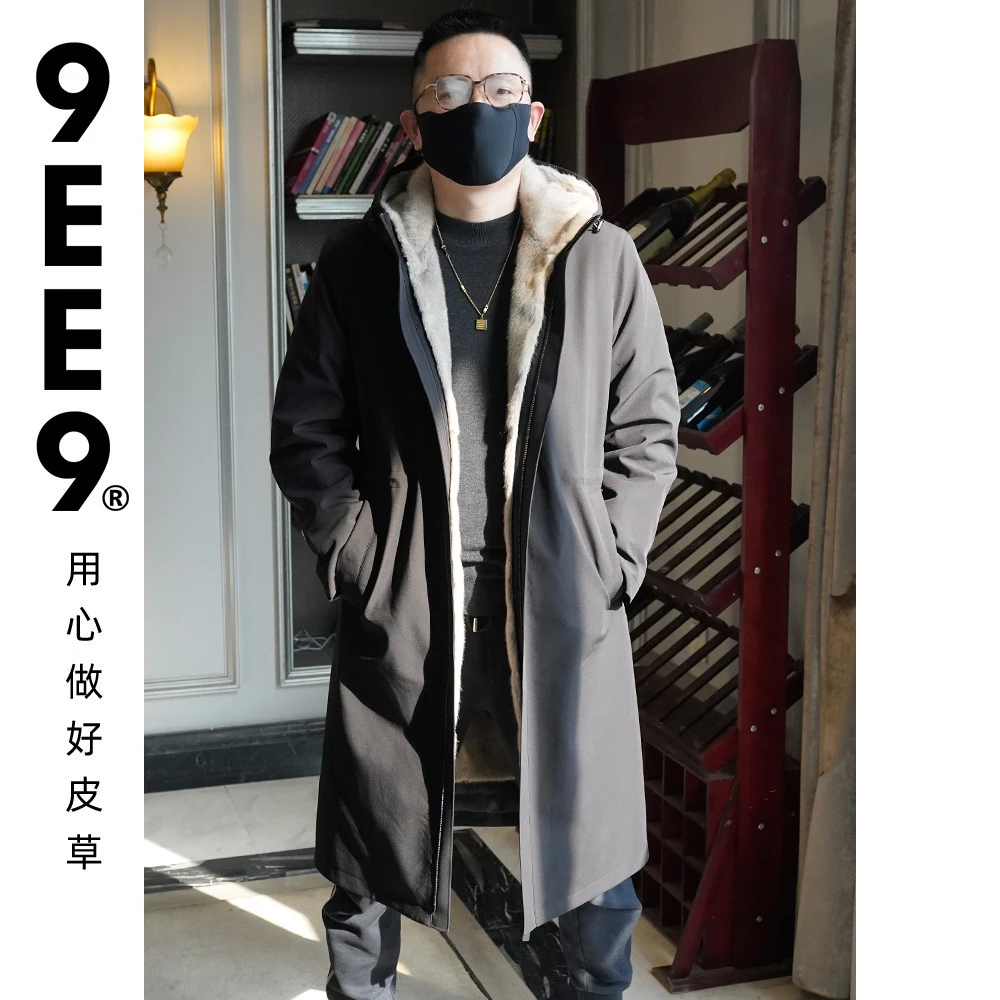 进口银兰水貂内胆可拆卸外套长款加厚冬季休闲时尚-24037