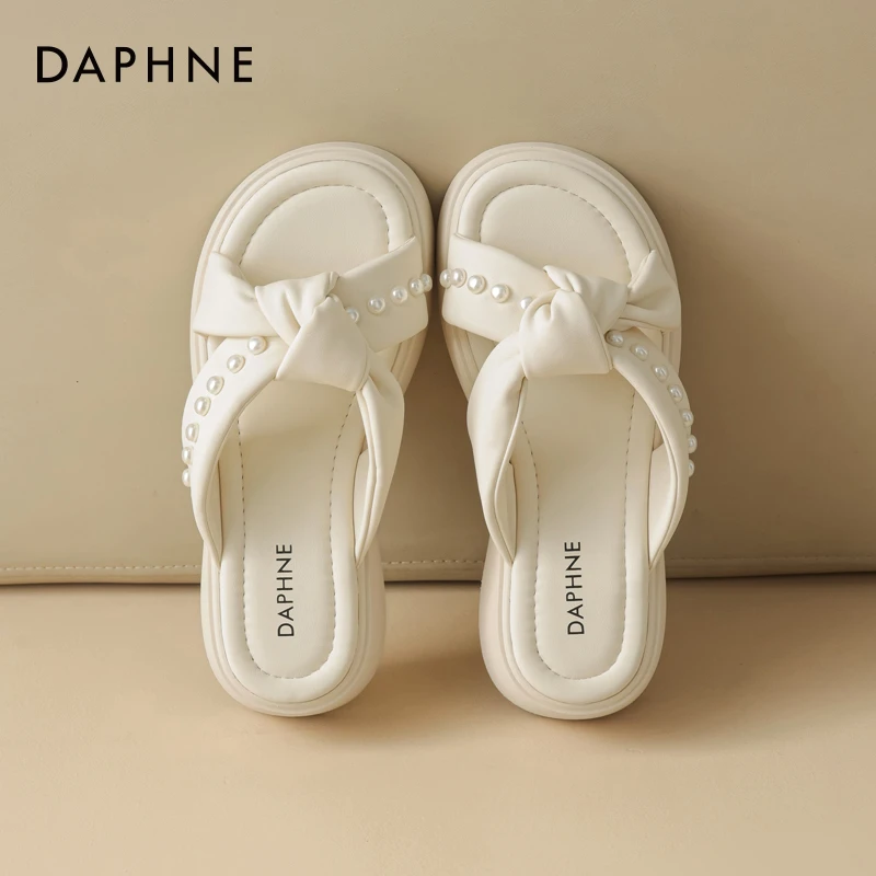 达芙妮凉拖鞋女鞋夏外穿新款厚底沙滩凉鞋网红休闲懒人时尚一字拖