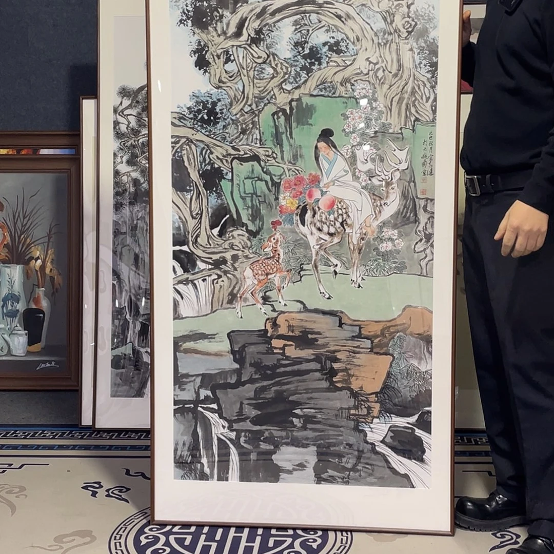 国画手绘画作品带框80/160