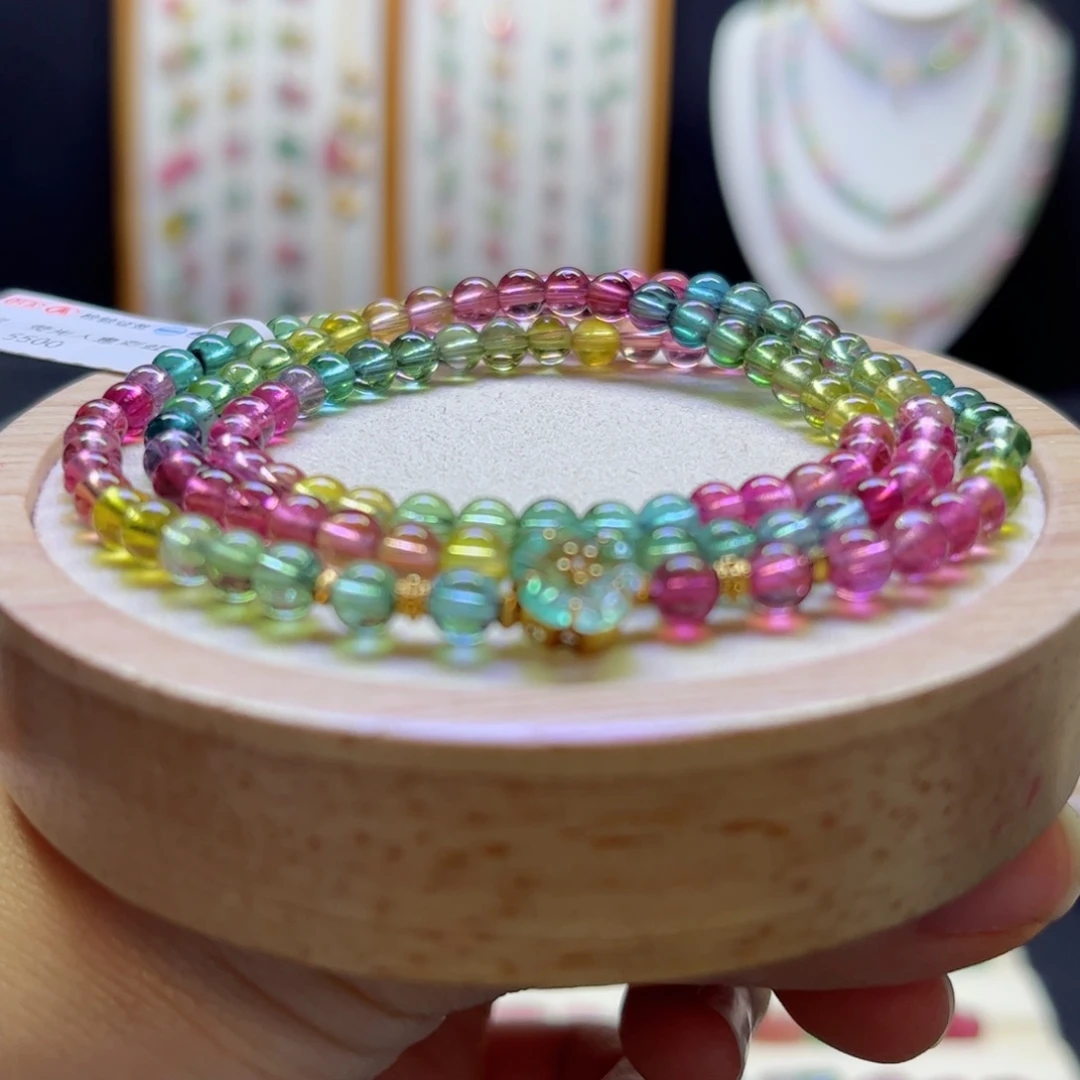 未镶嵌手链碧玺色标彩虹4.6mm