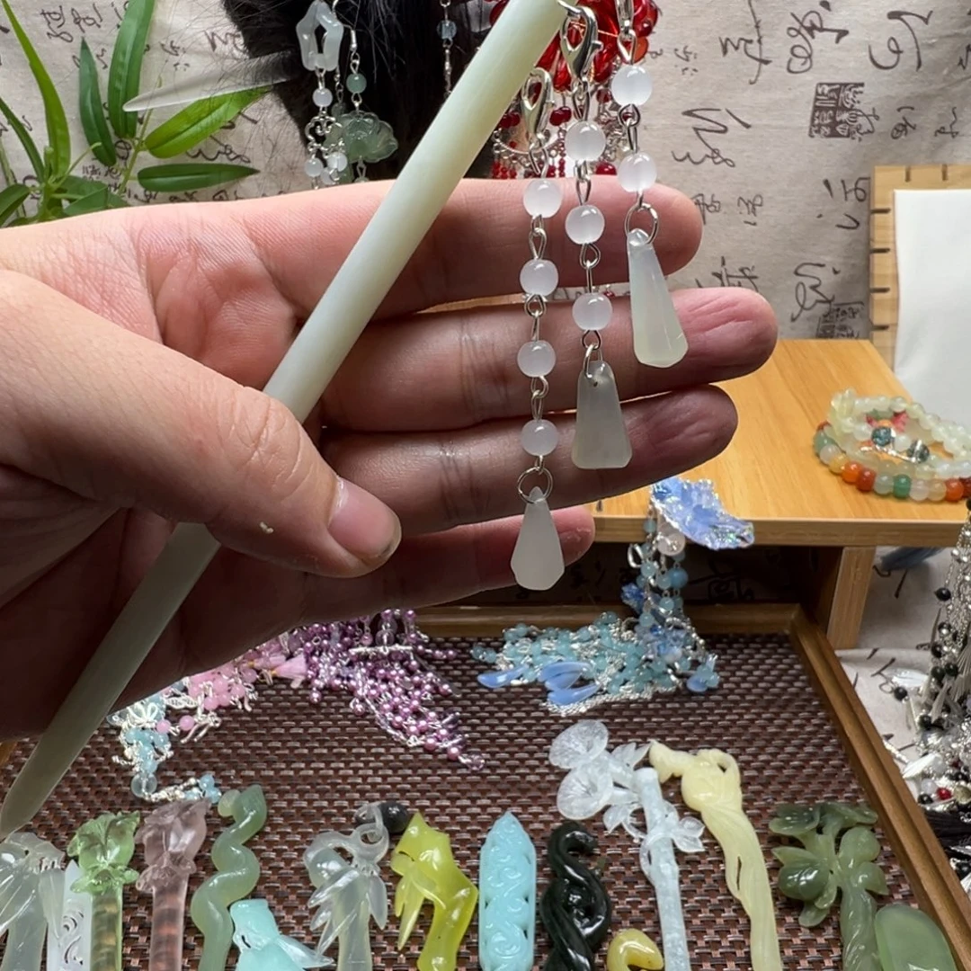 蛇纹石玉合金发饰