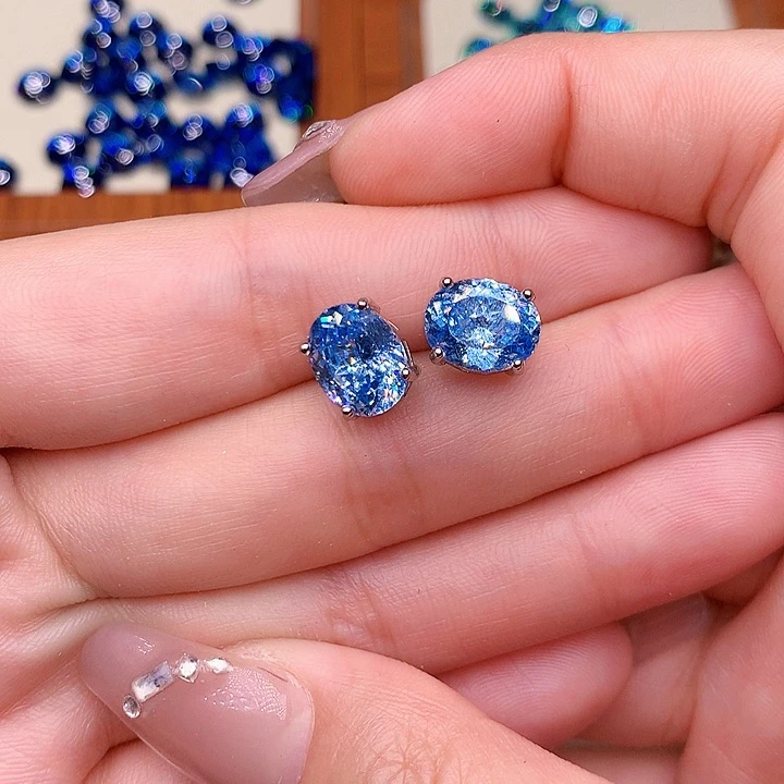 海蓝宝石耳坠银S925镶嵌