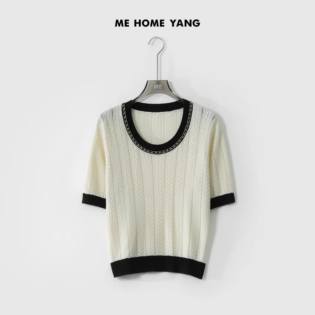 ME【绞花小香】夏季新款女士显瘦通勤时尚百搭针织衫MEQS2487