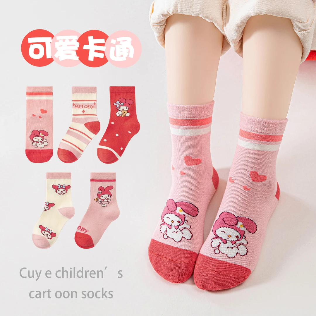 女童袜子春秋季棉袜中筒儿童袜子秋冬卡通可爱公主袜子美乐蒂ins