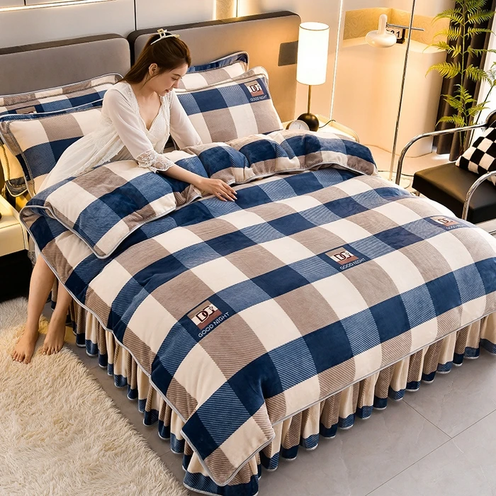 过冬神器 新款A款高克重8斤加厚加密保暖牛奶绒四件套2