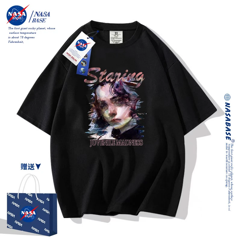 NASA联名潮牌短袖男款夏季t恤2025新款ins纯棉学生青少年体恤半袖
