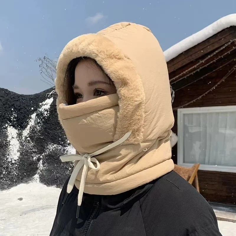 冬季骑车防风帽子三防保暖面罩男女情侣帽子加绒保暖舒适大帽子