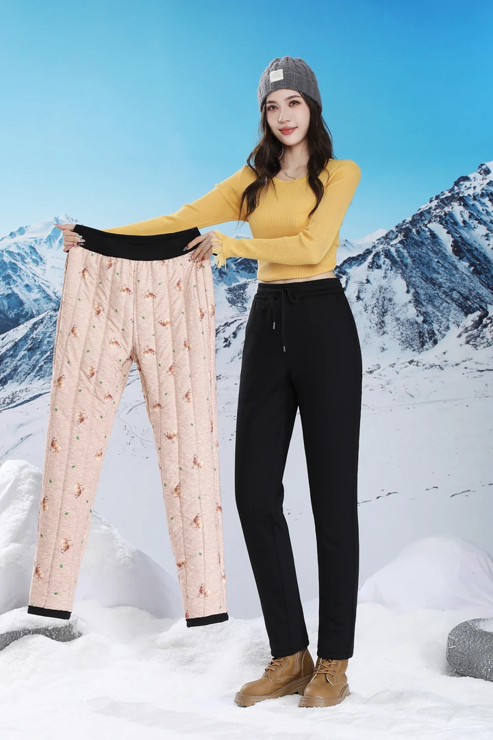 五只白鹅冬季新款绵羊毛高腰显瘦外穿休闲保暖裤（男女同款）9290