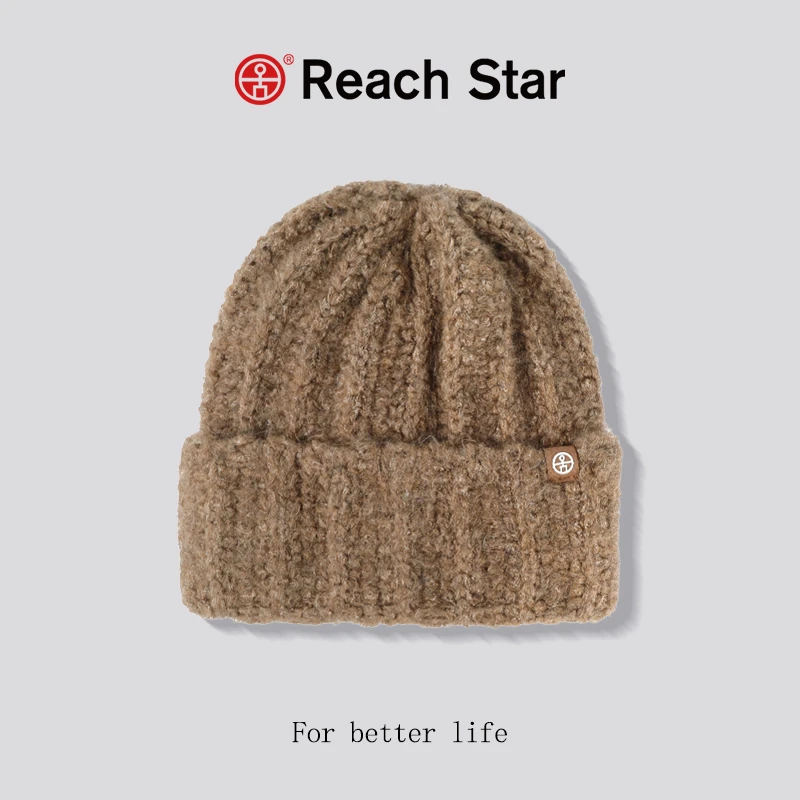 REACH STAR新款针织毛线帽女韩版网红休闲保暖护耳加厚纯色针织帽