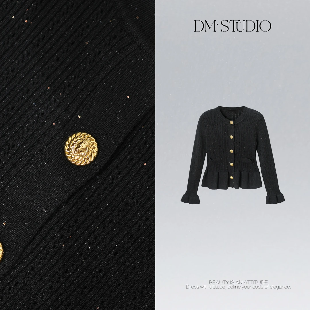 DEDM•STUDIO/气质减龄慵懒细闪休闲针织排扣上衣2508ZZS/F25218