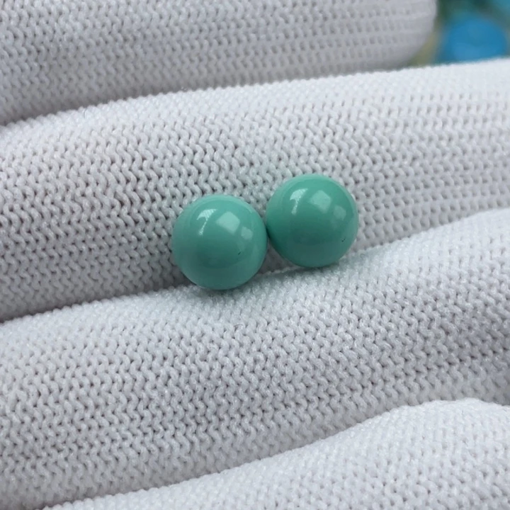 高瓷正绿卡8圆珠一对