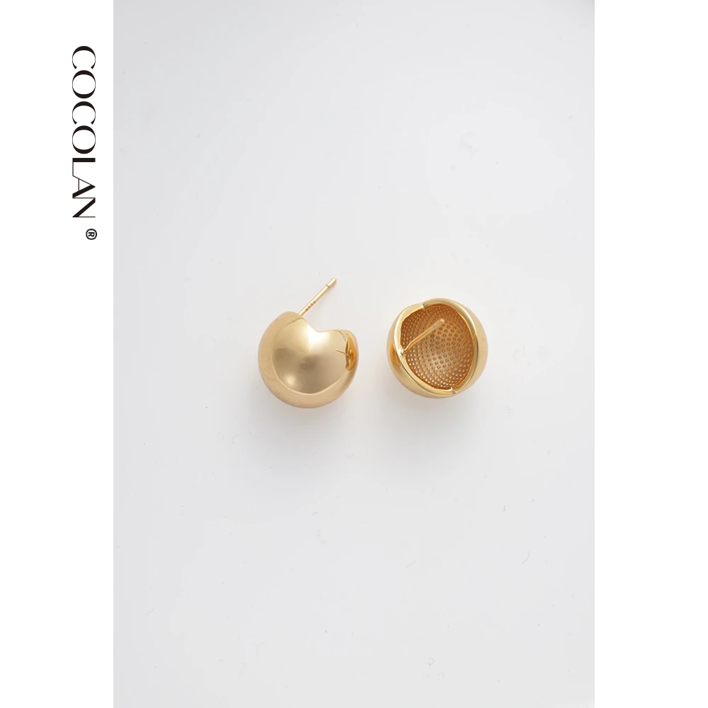 铜合金耳饰 时髦感chic球形通勤耳环现代简约耳钉饰品CL1EH032