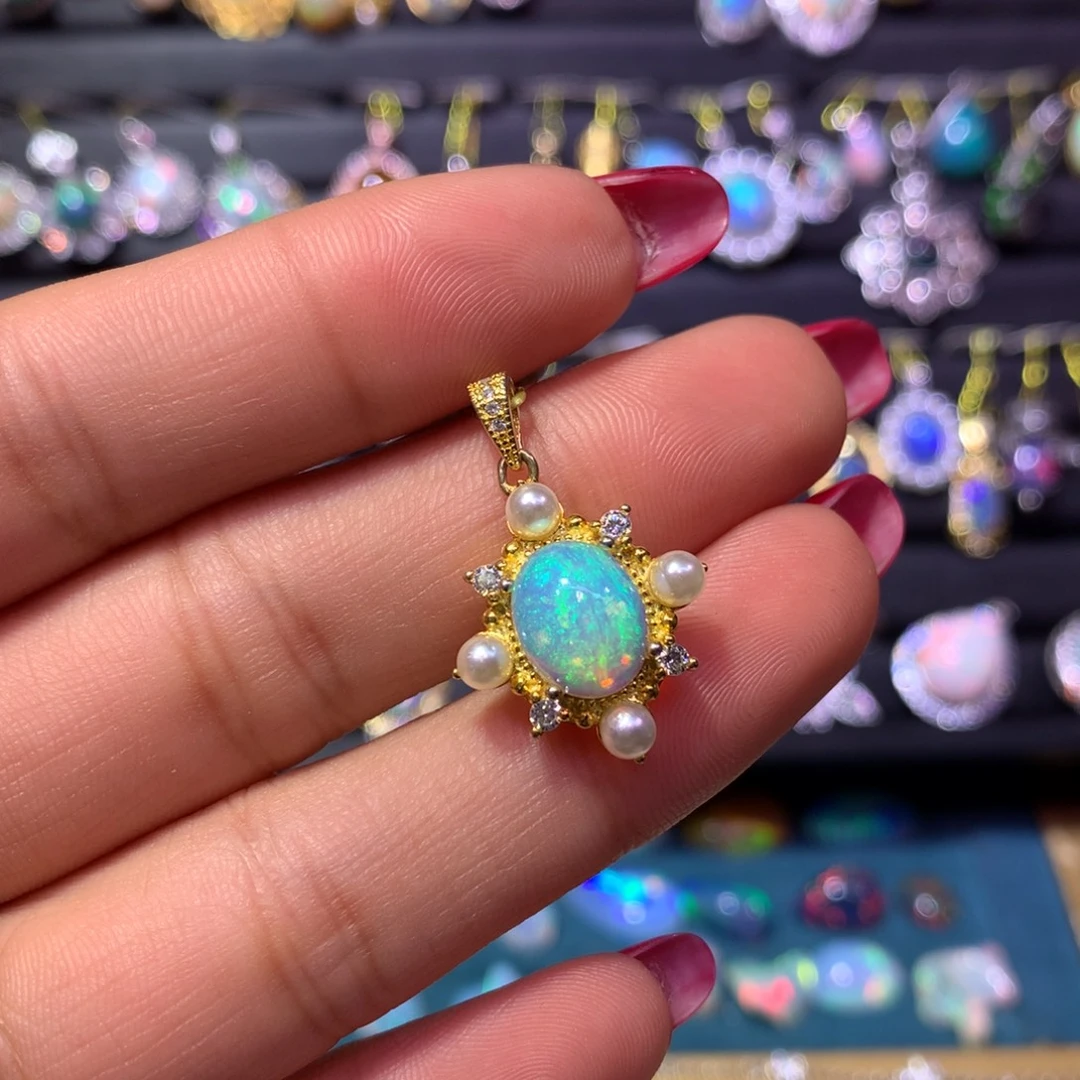 欧泊银S925镶嵌吊坠款