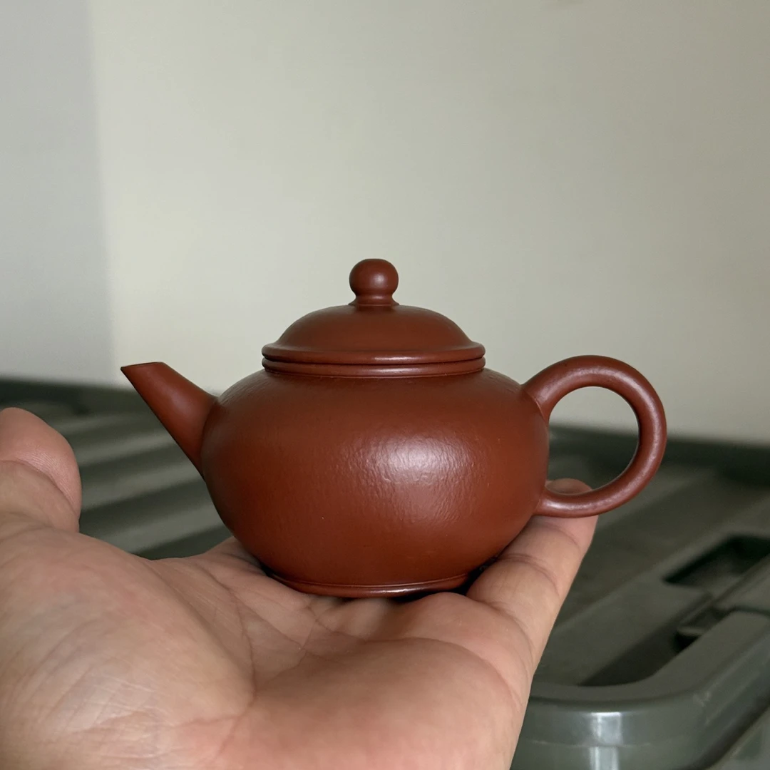 水平壶，国家级工艺美术师吴澄，原矿朱泥，全手工制，110cc，球网出水