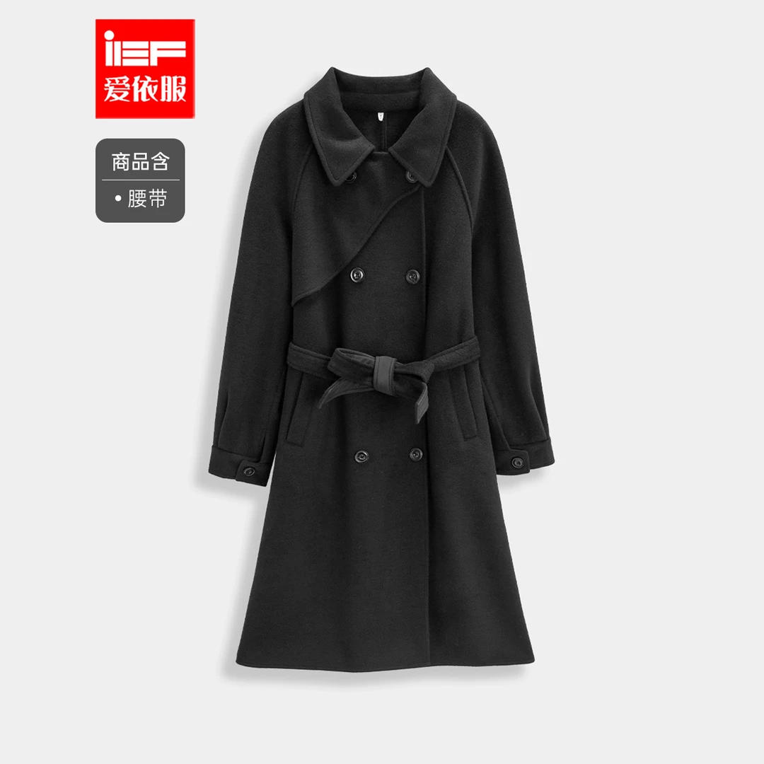 IEF/爱依服【微胖】大码女装2025冬季新款韩版通勤气质呢绒长外套