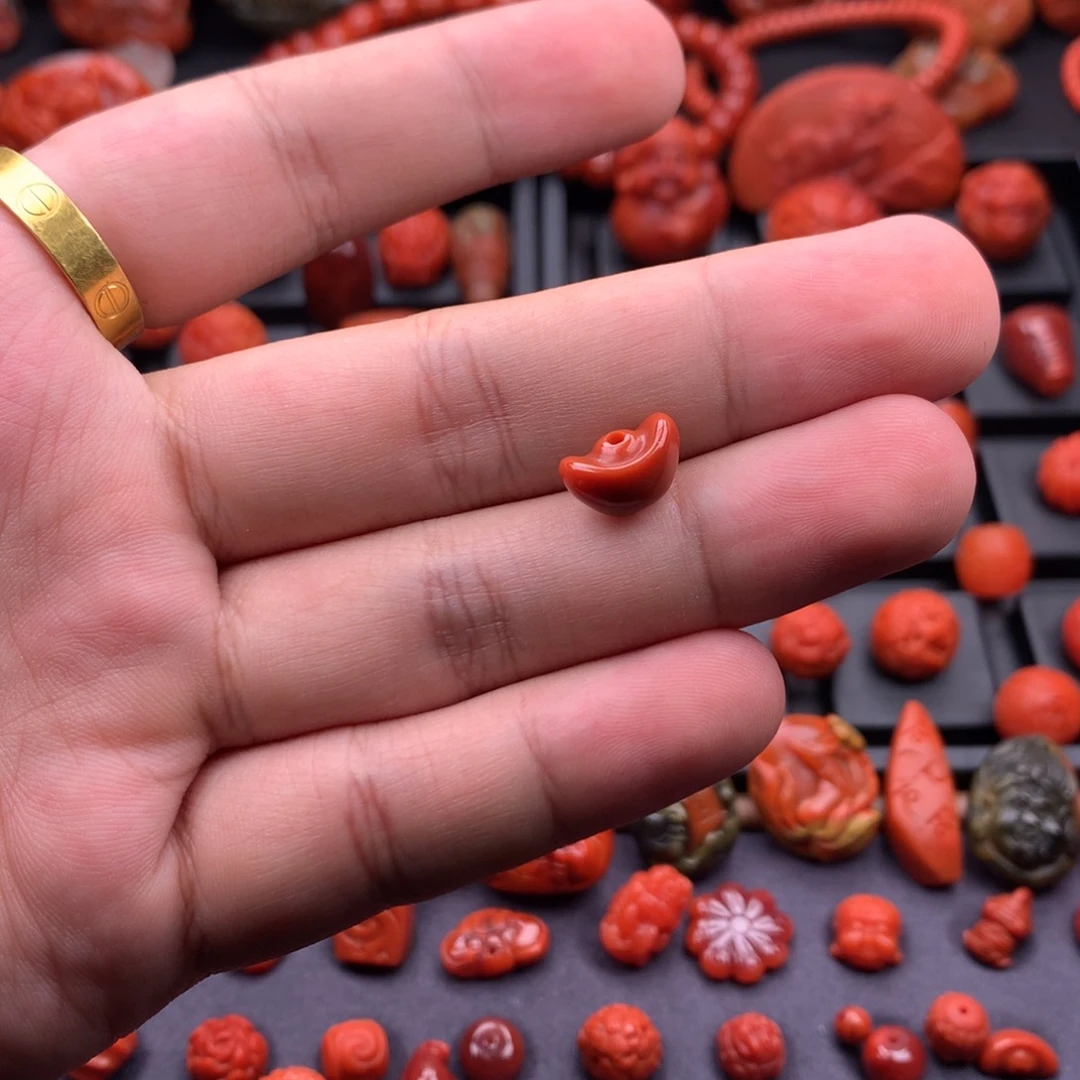 南红玛瑙未镶嵌南红精工小元宝挂饰8.5mm