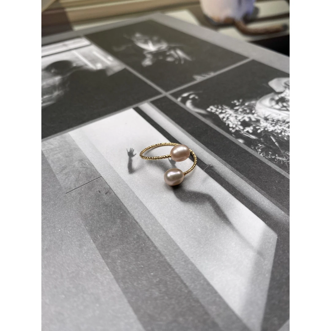 铜合金仿珍珠戒指 手工气质白色时尚铜合金高级轻奢小众戒指3140