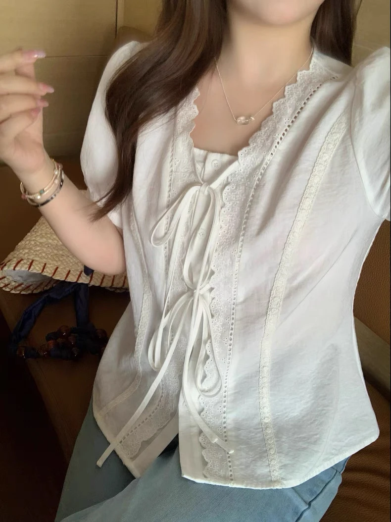 【菜菜家】2025年夏季新款高级感洋气减龄法式气质上衣CCC11548