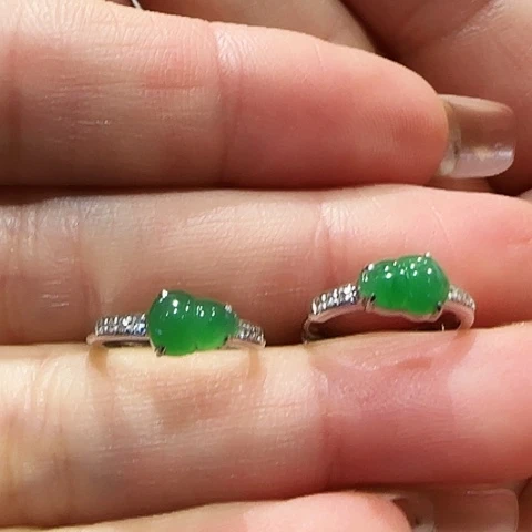 翡翠18K金镶嵌耳饰