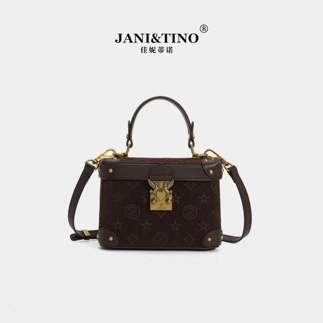 JANITINO/佳妮蒂诺姗姗家新款洋气复古时尚百搭单肩手提包286棕