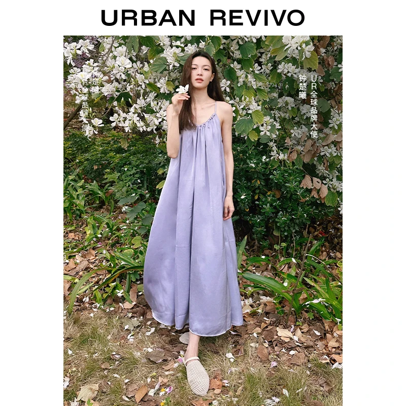 【钟楚曦同款】UR2025春季新款女装度假风超宽松连衣裙UWM750039