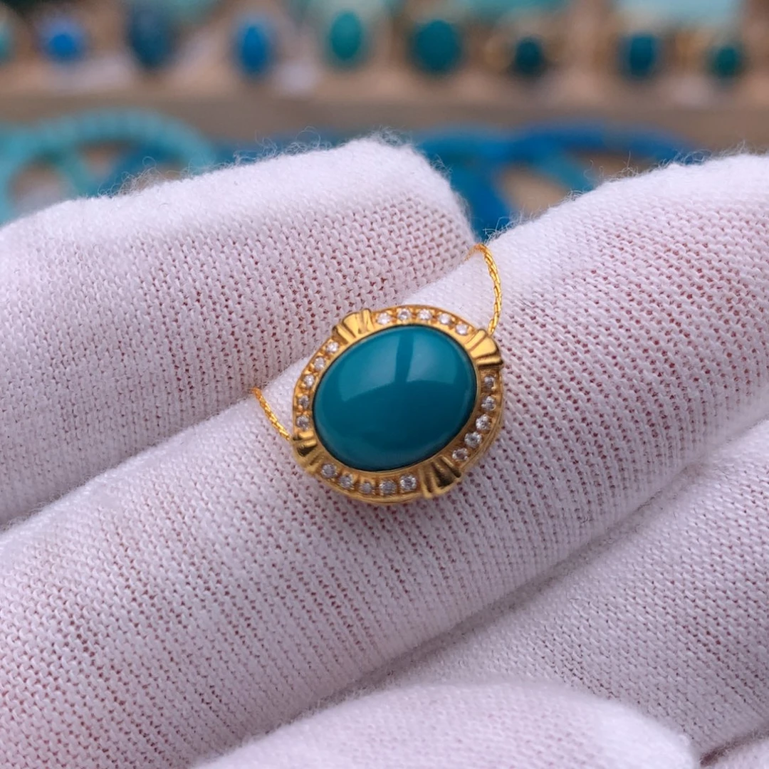 绿松石18K金镶嵌珠宝奇石