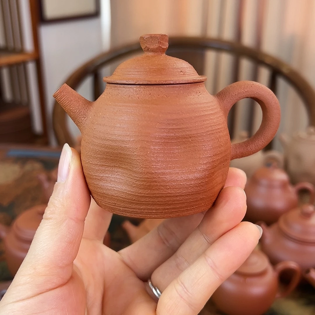 紫砂茶壶精品原矿 顽石 鱼籽朱泥 全手工艺 130cc