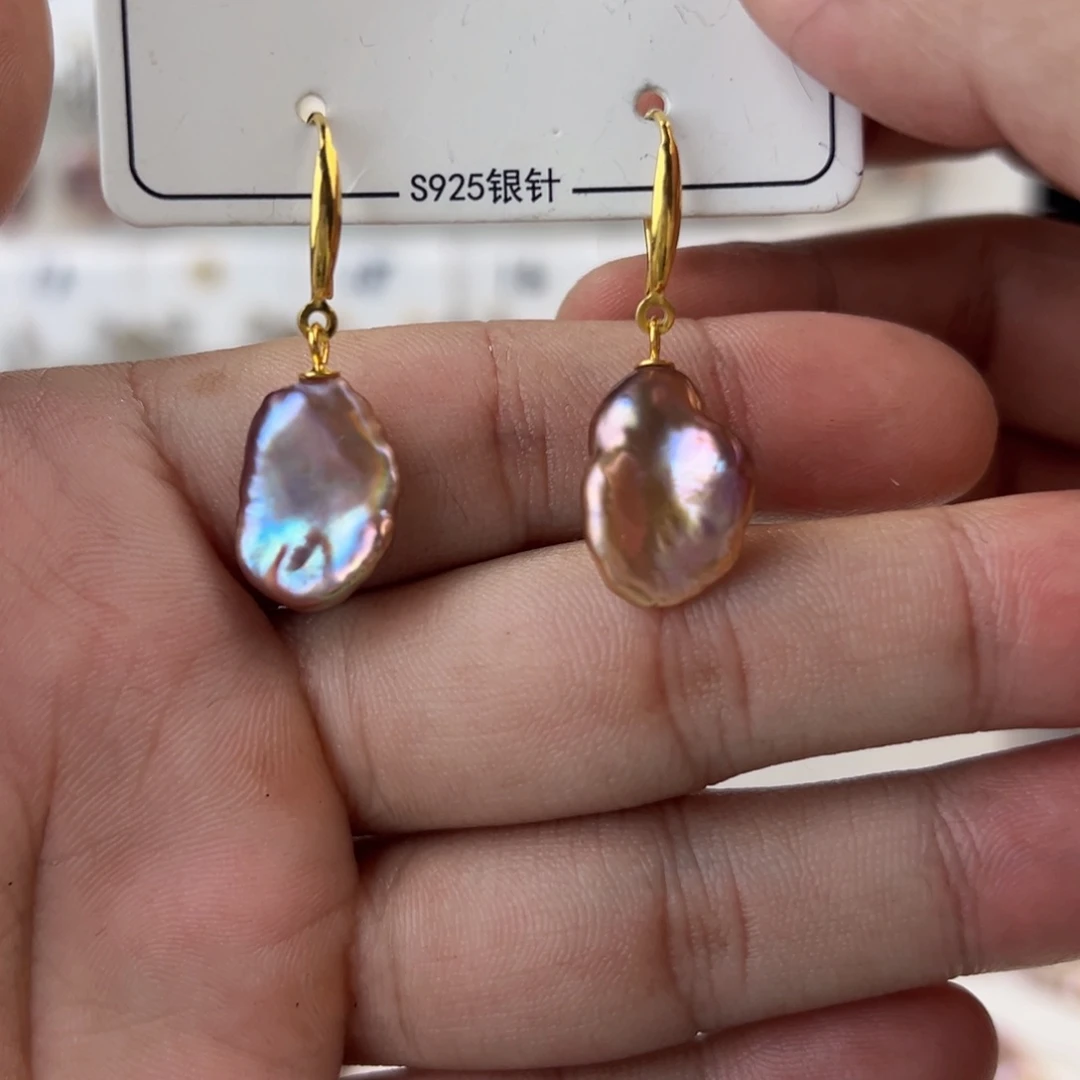 淡水珍珠耳饰银S925镶嵌