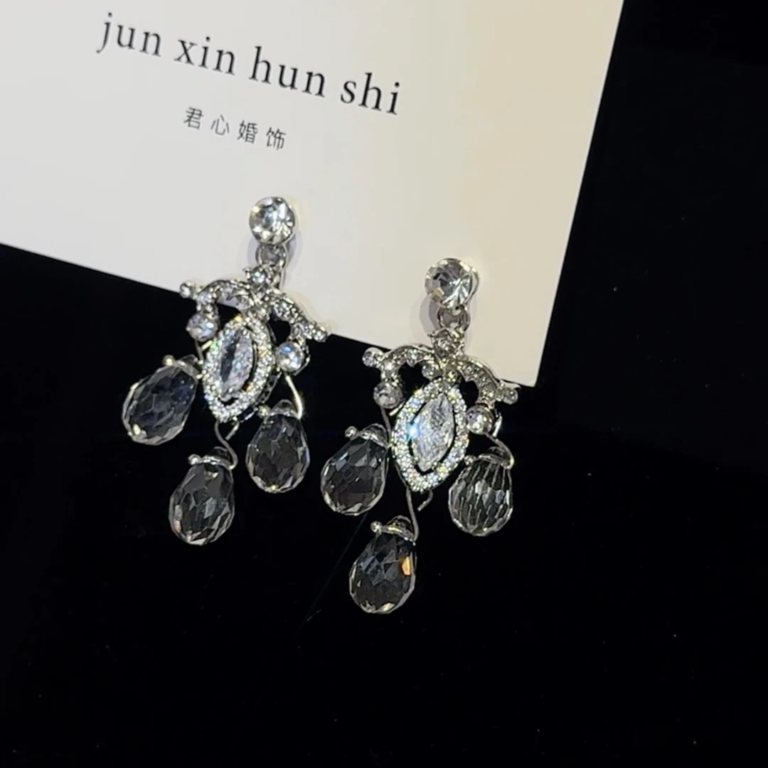 君心家 ETE水晶锆石耳夹新娘饰品礼服耳环