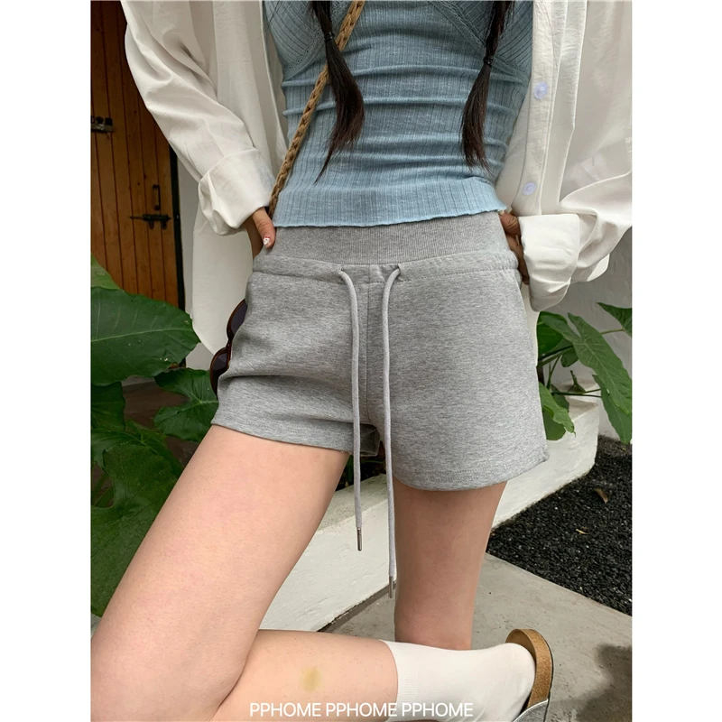 夏季超A版型挺廓A字裤宽松显瘦高腰休闲短裤运动风灰色短裤卫裤女