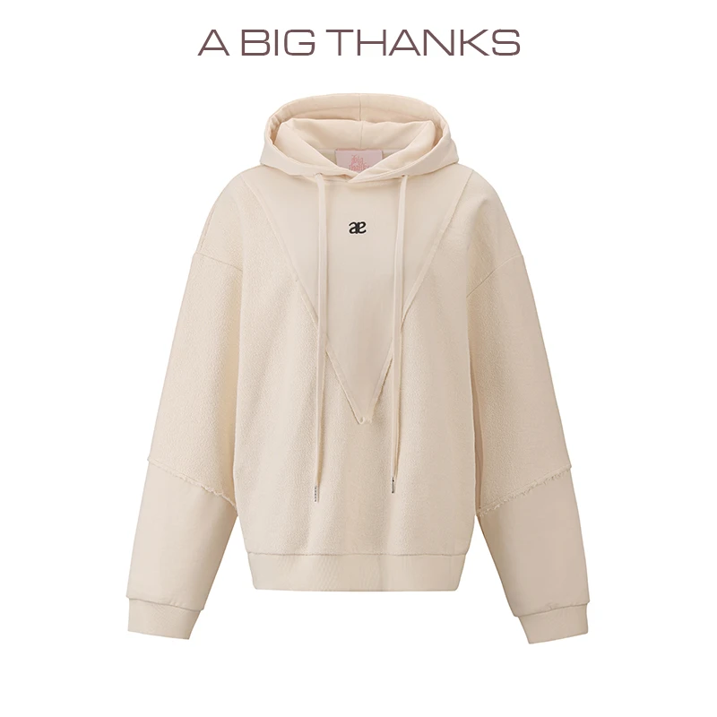 A BIG THANKS连帽拼布刺绣卫衣ABT2022235