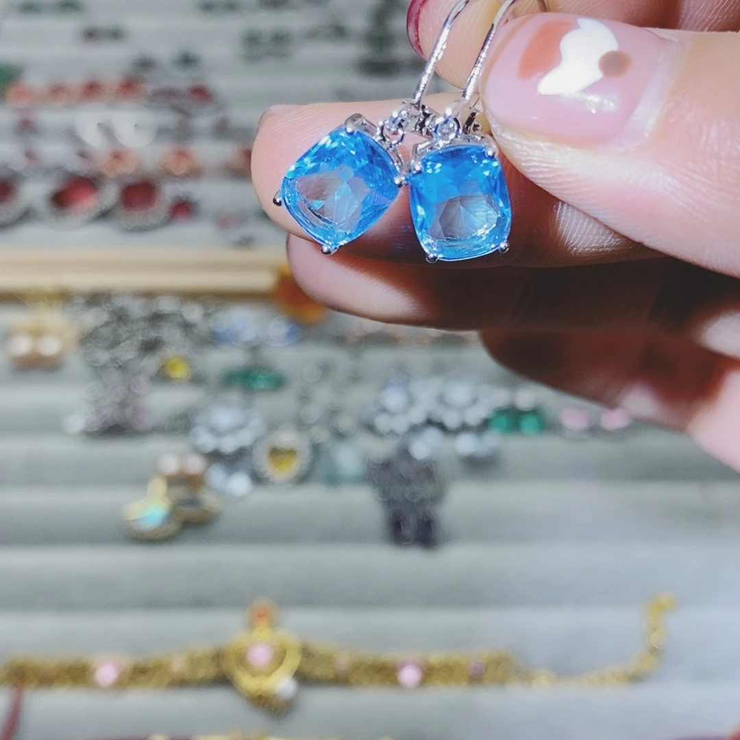 【闪购商品】托帕石耳饰银S925镶嵌