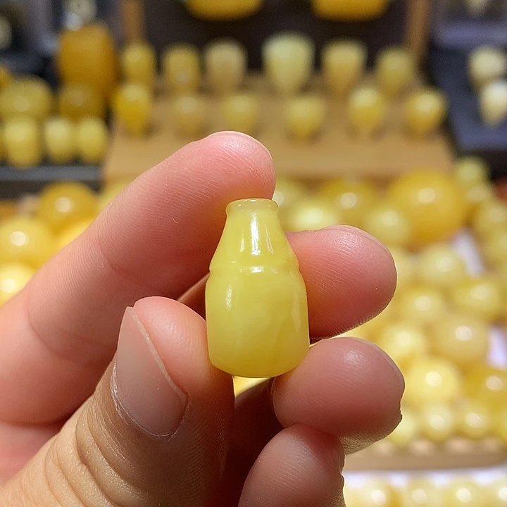 蜜蜡未镶嵌裸石天然原矿黄白花蜜蜡三通11