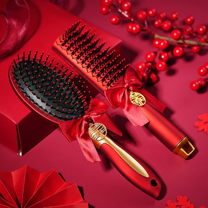 梳子结婚一对女方陪嫁娘家用品物品红色新娘喜梳梳子结婚用全套