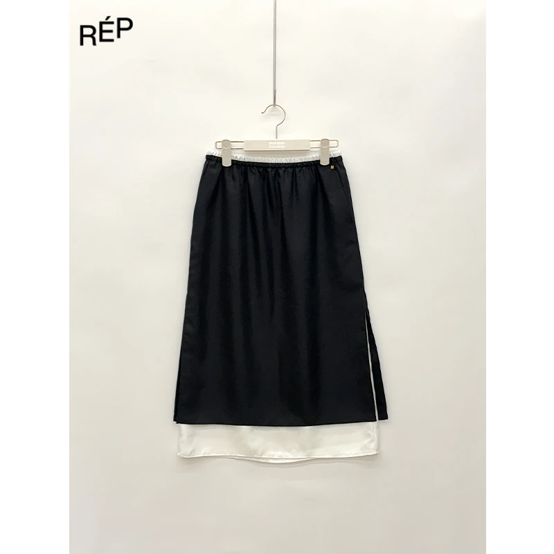 EENK设计师品牌黑拼色分层长裙25PS TheREPUBLIQUE女装买手店