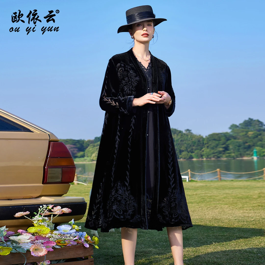 39262欧依云中年妈妈桑蚕丝开衫薄外套中长款显瘦高端气质上衣女