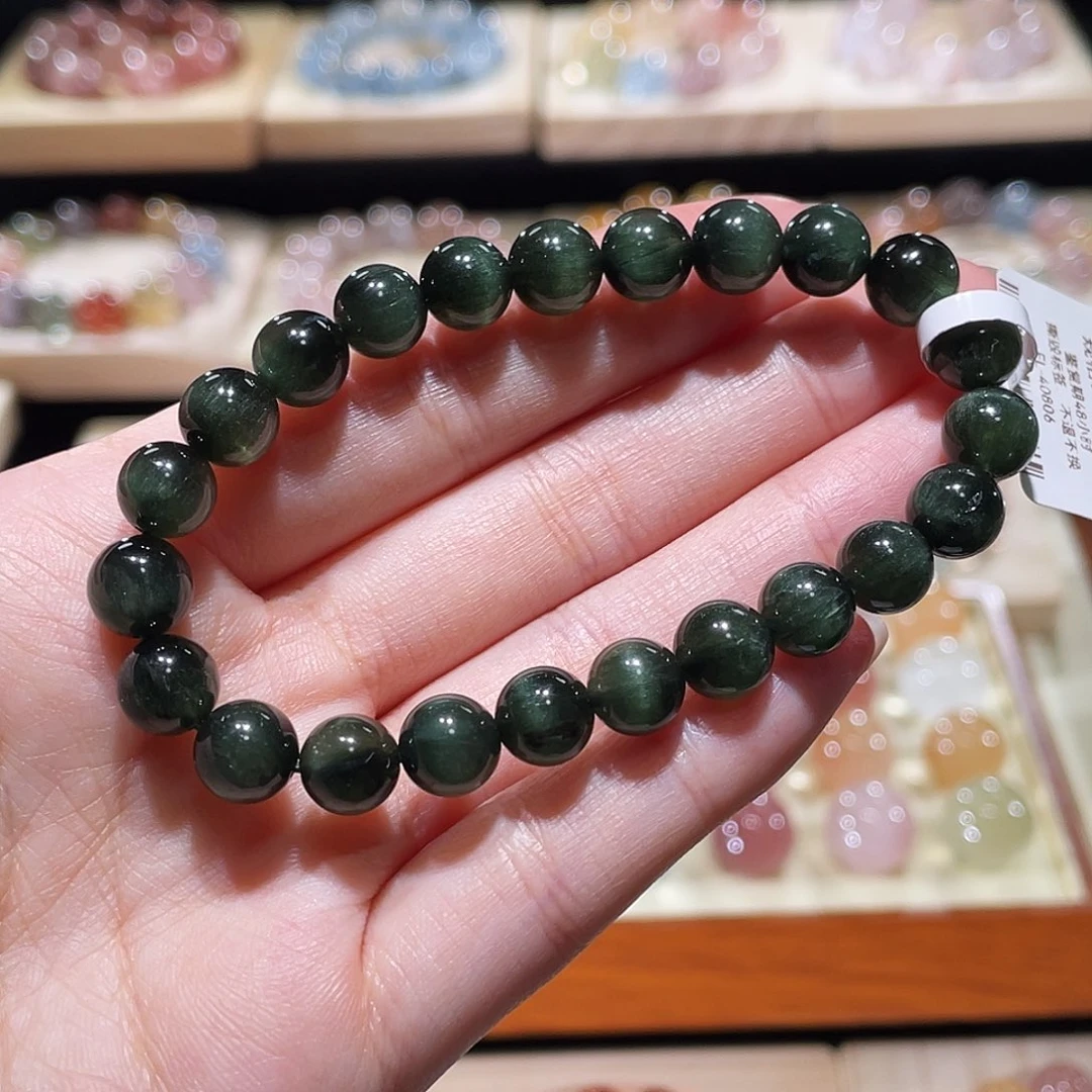 手链水晶未镶嵌绿发晶手链，晶体通透