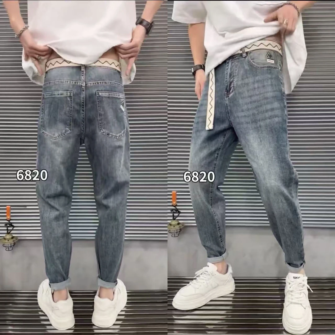 男士春夏弹力百搭修身牛仔裤休闲裤子薄款夏季6820
