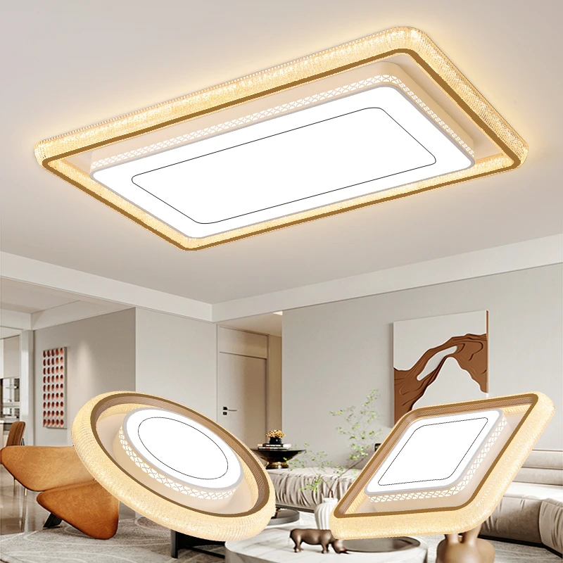 2025年新款现代简约大气长方形客厅灯LED吸顶灯圆形房间灯具方形