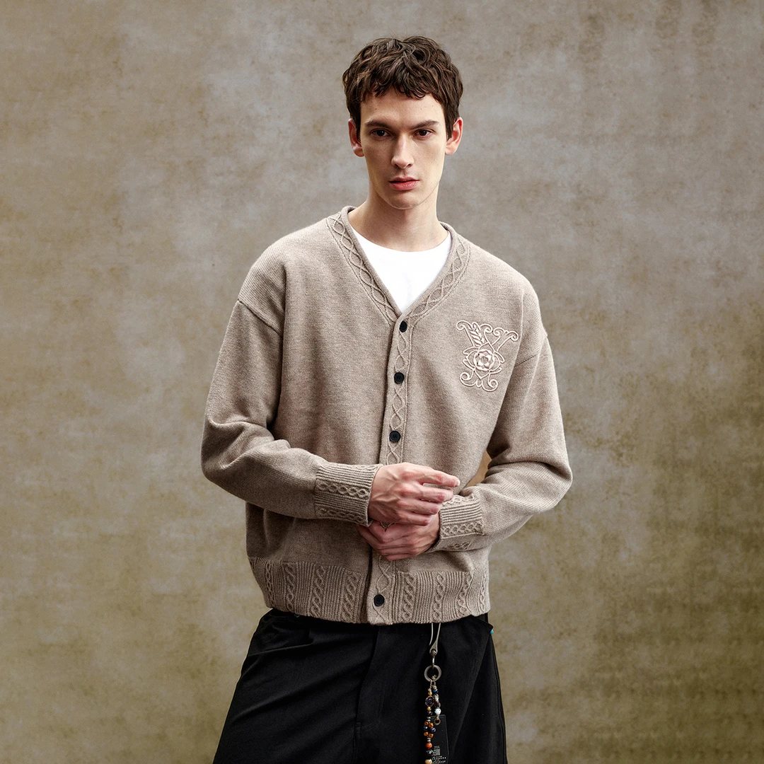 YADcrew亚德鲁美式复古男女休闲V领针织开衫毛衣外套