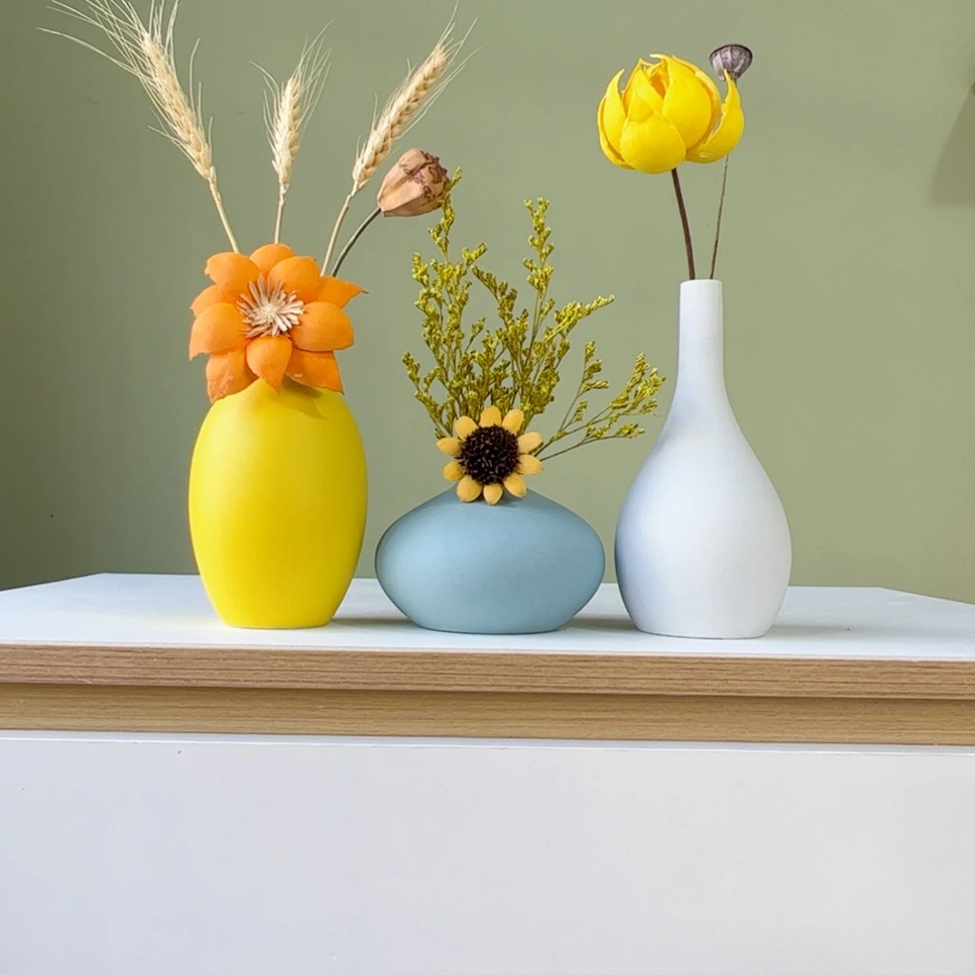 瓷片陶瓷花瓶带花高度20-30厘米